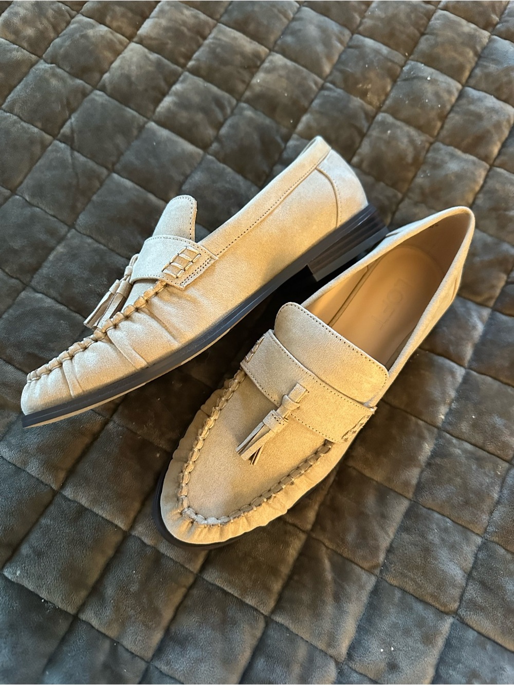 LOFT Women's Suede Tassel Loafers in Light Tan